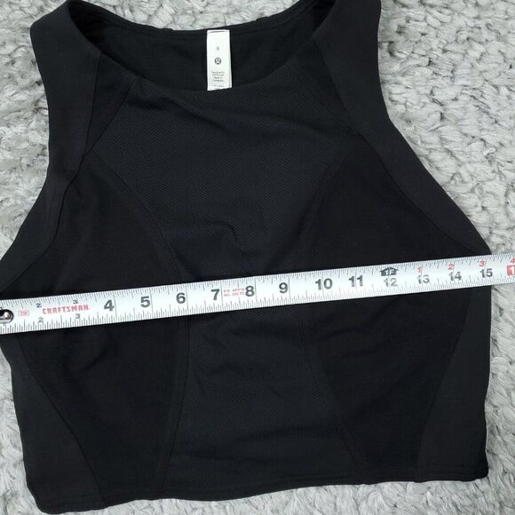 Lululemon Mesh Panelled Training Shelf Tank Top Size 8 Black Lined - Picture 5 of 7